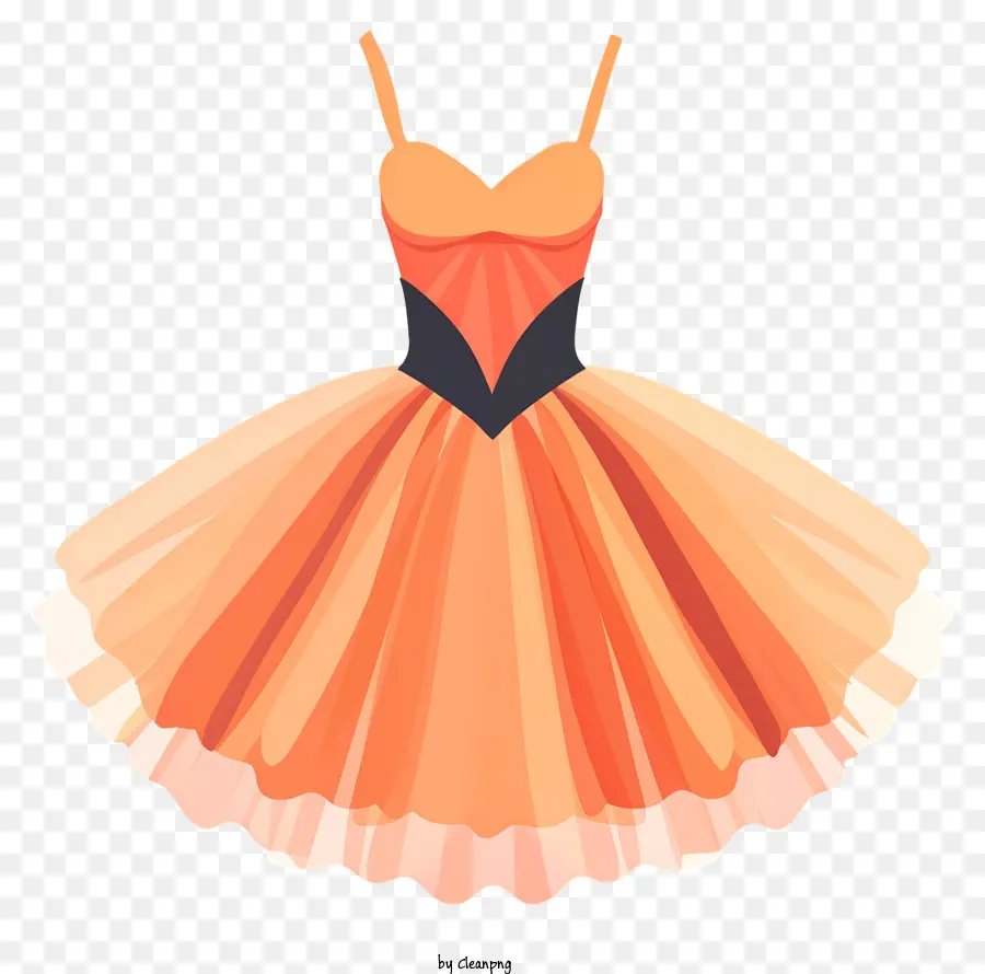 formelle Kleidung - Orangen -Ballerina -Kleid mit schwarzen Akzenten, elegantes Design