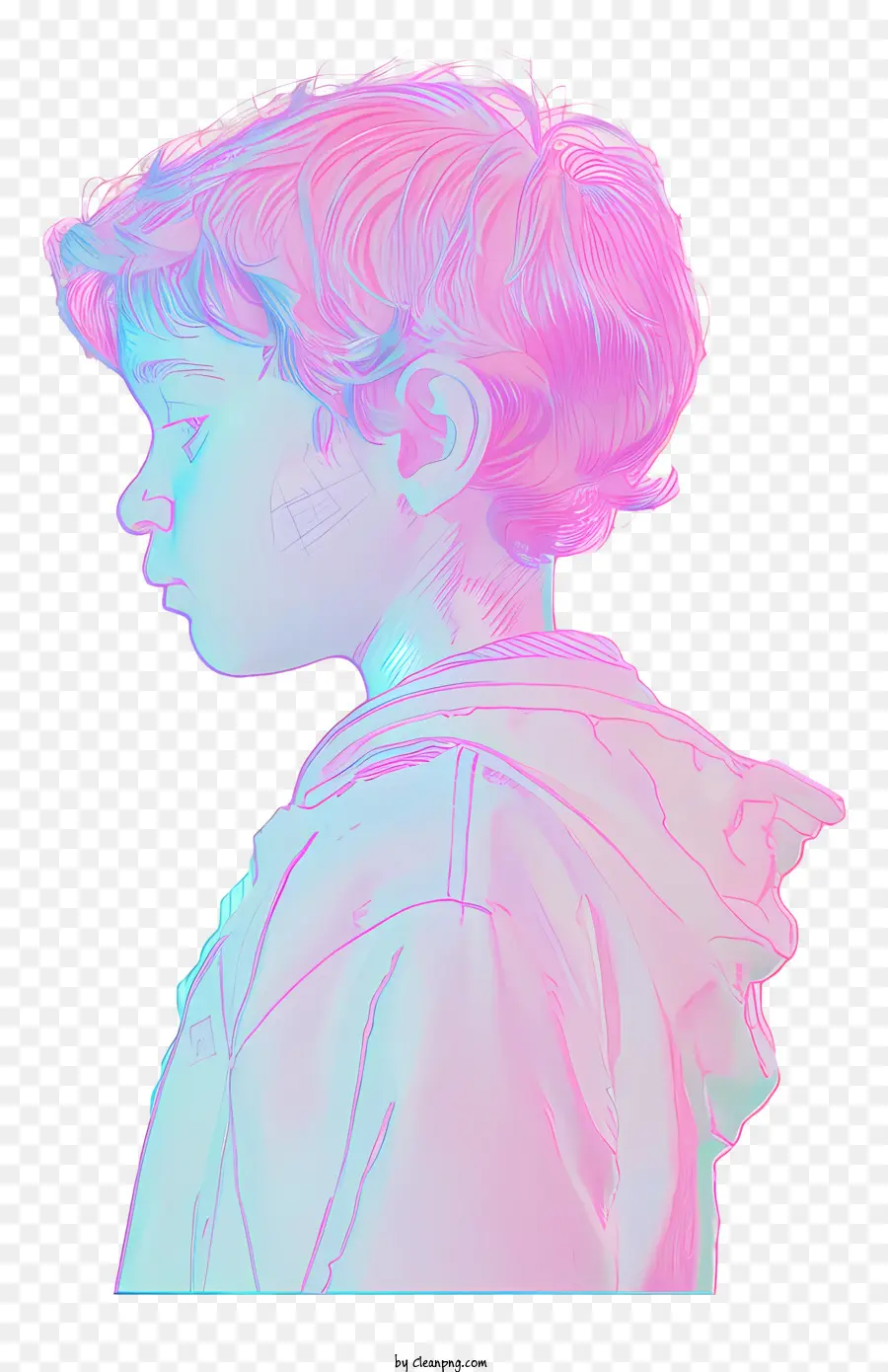 vaporwave child curly hair hooded sweatshirt standing