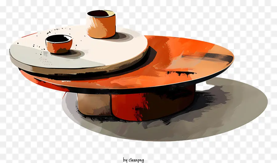 Orange - Abstrakte Gemälde des runden Tisches mit Schalen