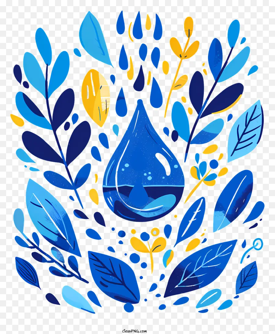 Welt Wasser Tag - Symmetrische Wassertropfen -Illustration mit flachem Stil