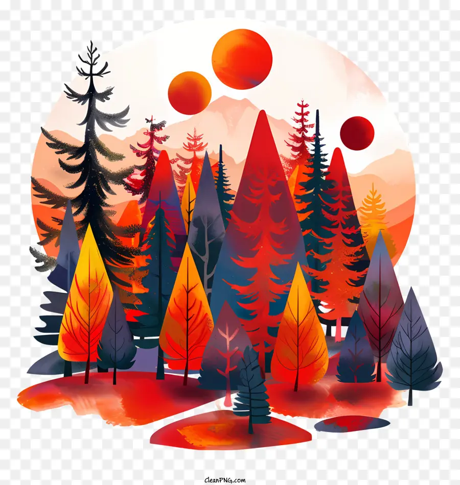 Internationaler Tag der Waldbäume Berge Sonne - Friedliche Waldszene mit warmen Farben