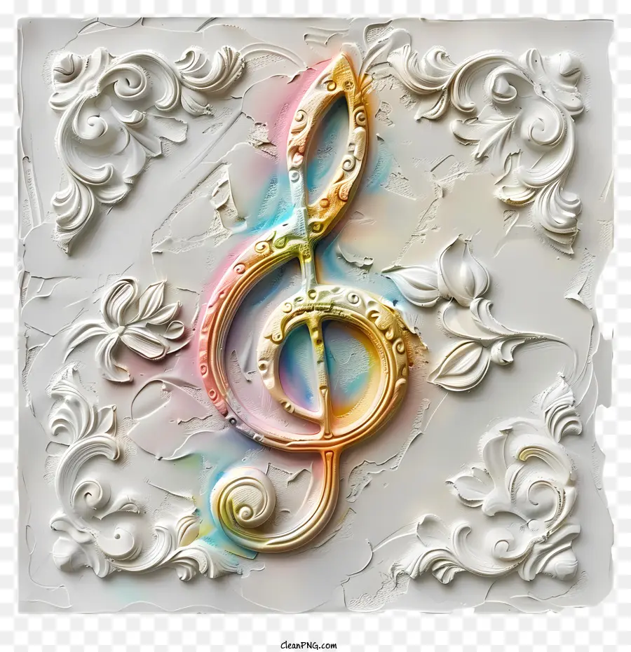 Musik Noten - Kompliziertes Blumengrüße Clef -Design in Pastellfarben