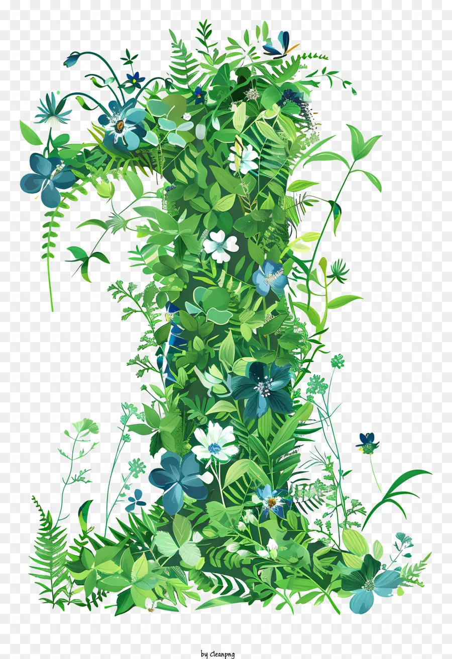 Numero uno foglie verdi fiori lettera t colori - Lettera floreale 'T' sullo sfondo nero