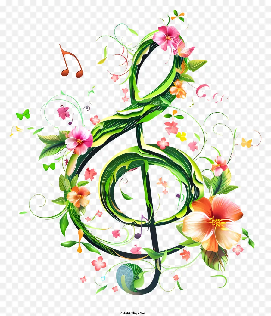 le note di musica - Clef acuti floreali in colori vivaci