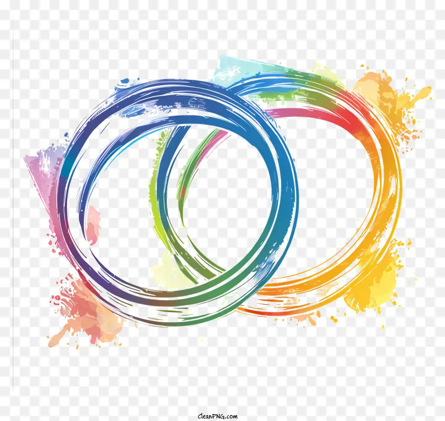 LGBT Wedding Frame Paint SPLATTERS Thiết kế hình tròn màu nước rực rỡ - Sơn tròn đầy màu sắc Splatters trên nền đen