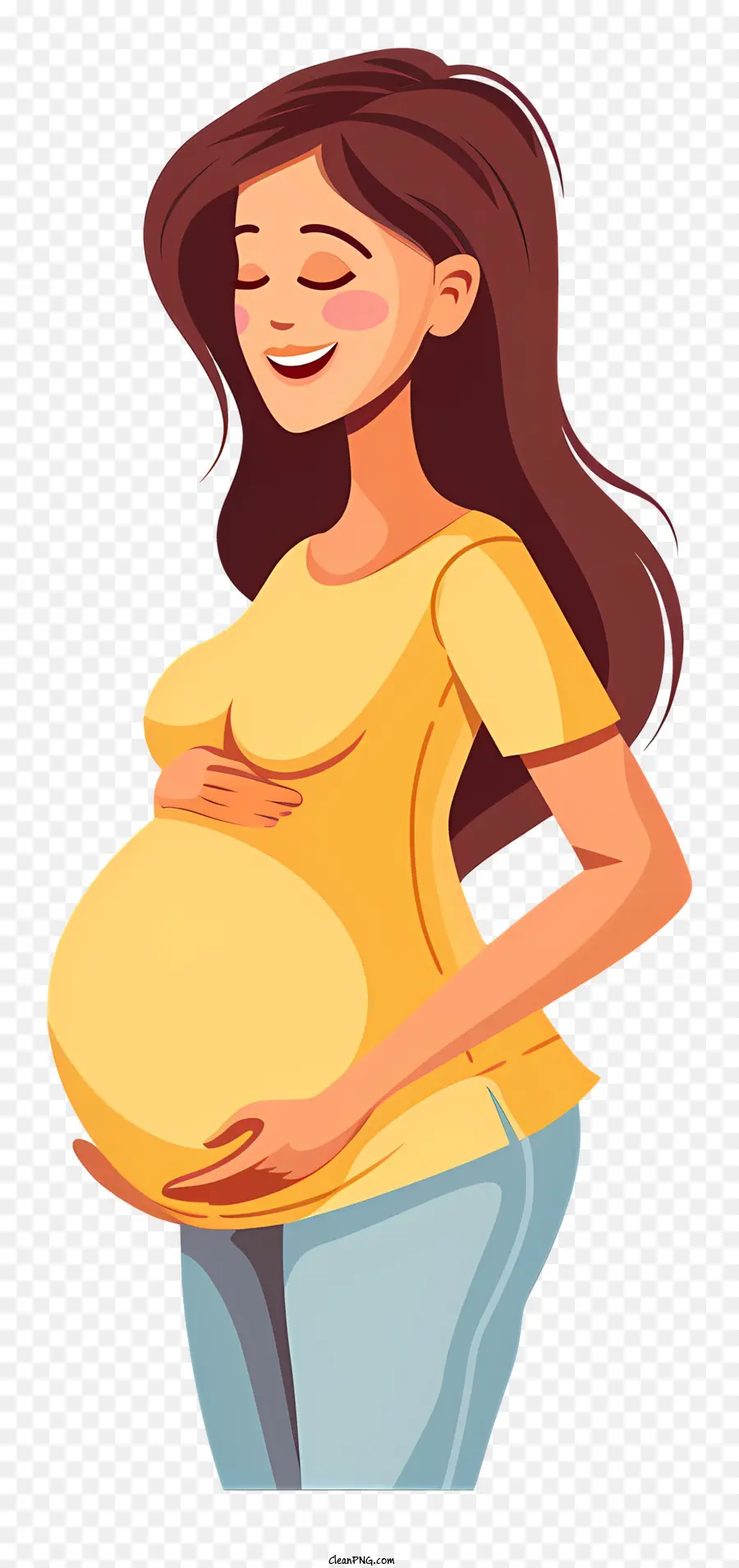 Người phụ nữ mang thai Phim hoạt hình Mang thai Người mẹ mang thai giữa thai kỳ - Người phụ nữ mang thai trong thai kỳ giữa, biểu hiện kỳ ​​vọng