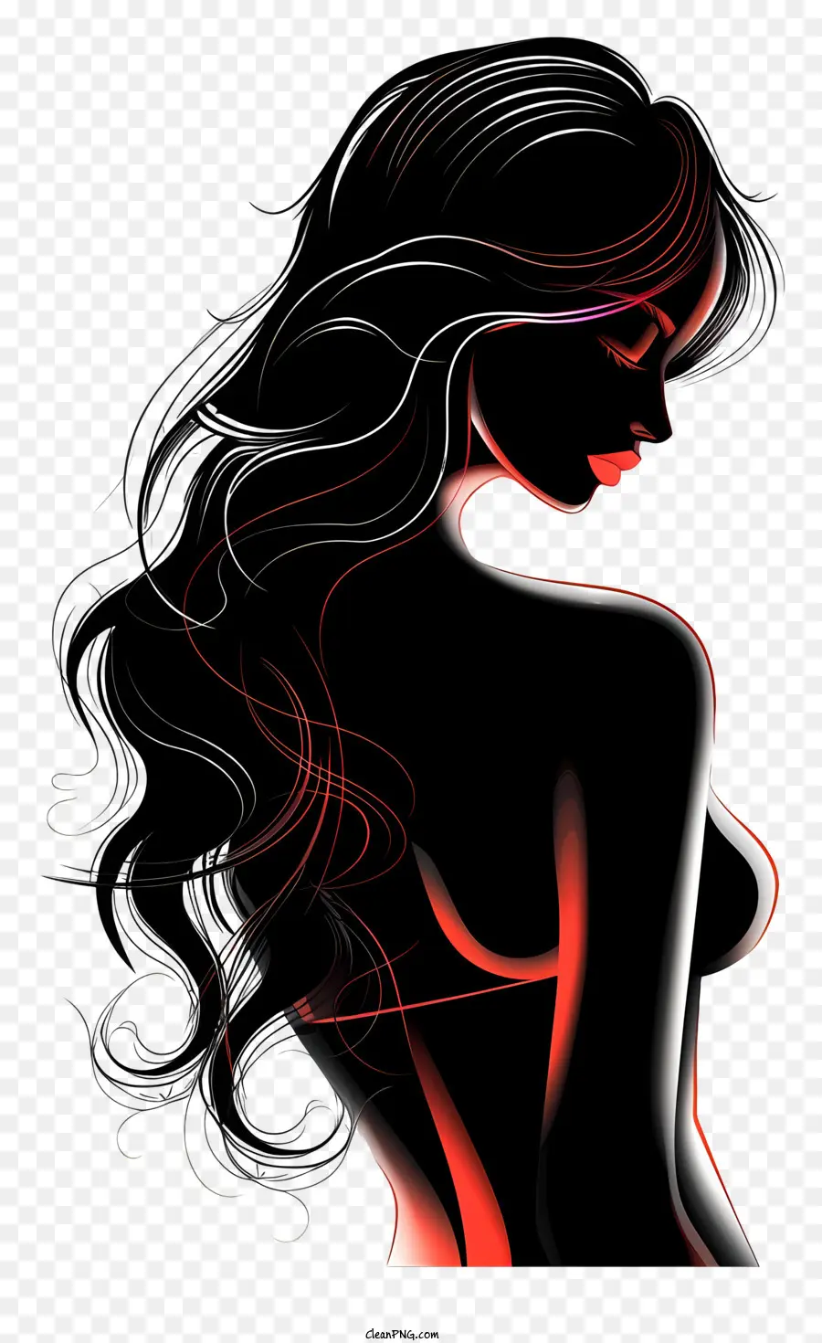 sexy Silhouette Frau Körper Haare - Profil anzeigen Frau mit welligen Haaren