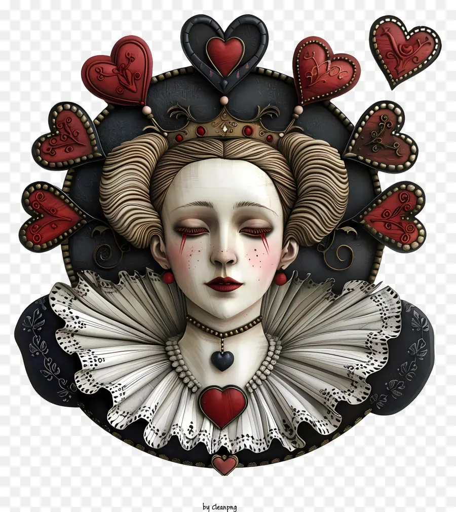 Alice im Wunderland - Junge Frau mit Krone der Herzensmalerei