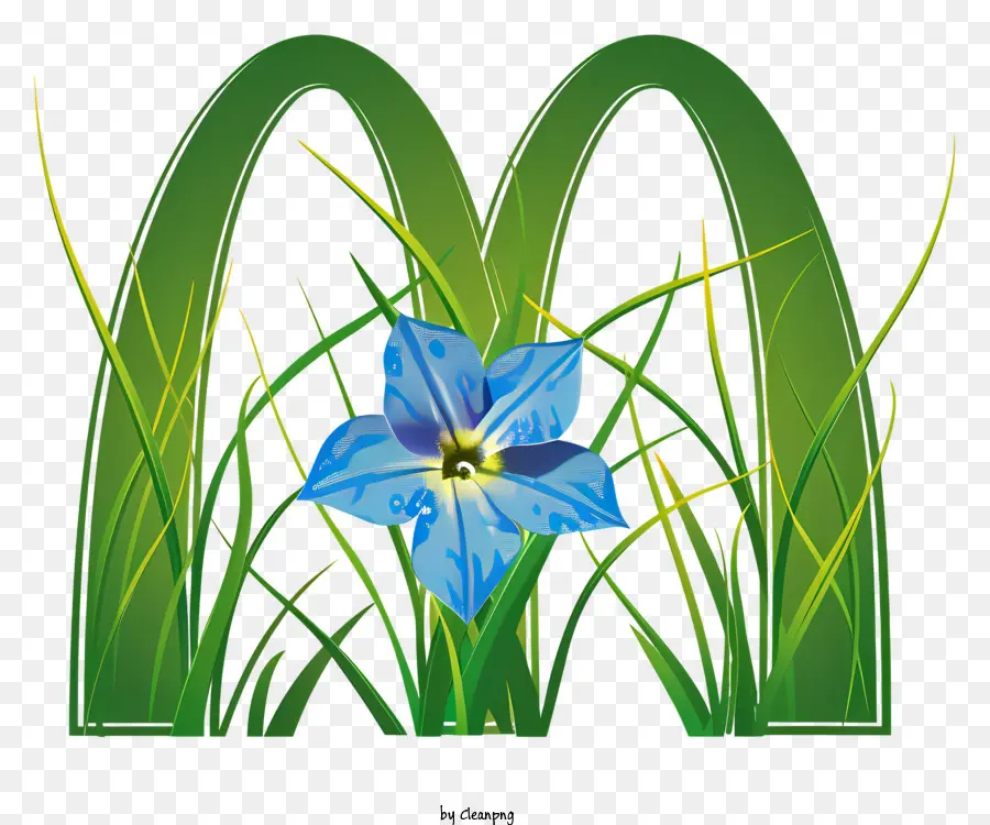 McDonalds Logo - Blaue Blume im Gras mit McDonald's -Logo