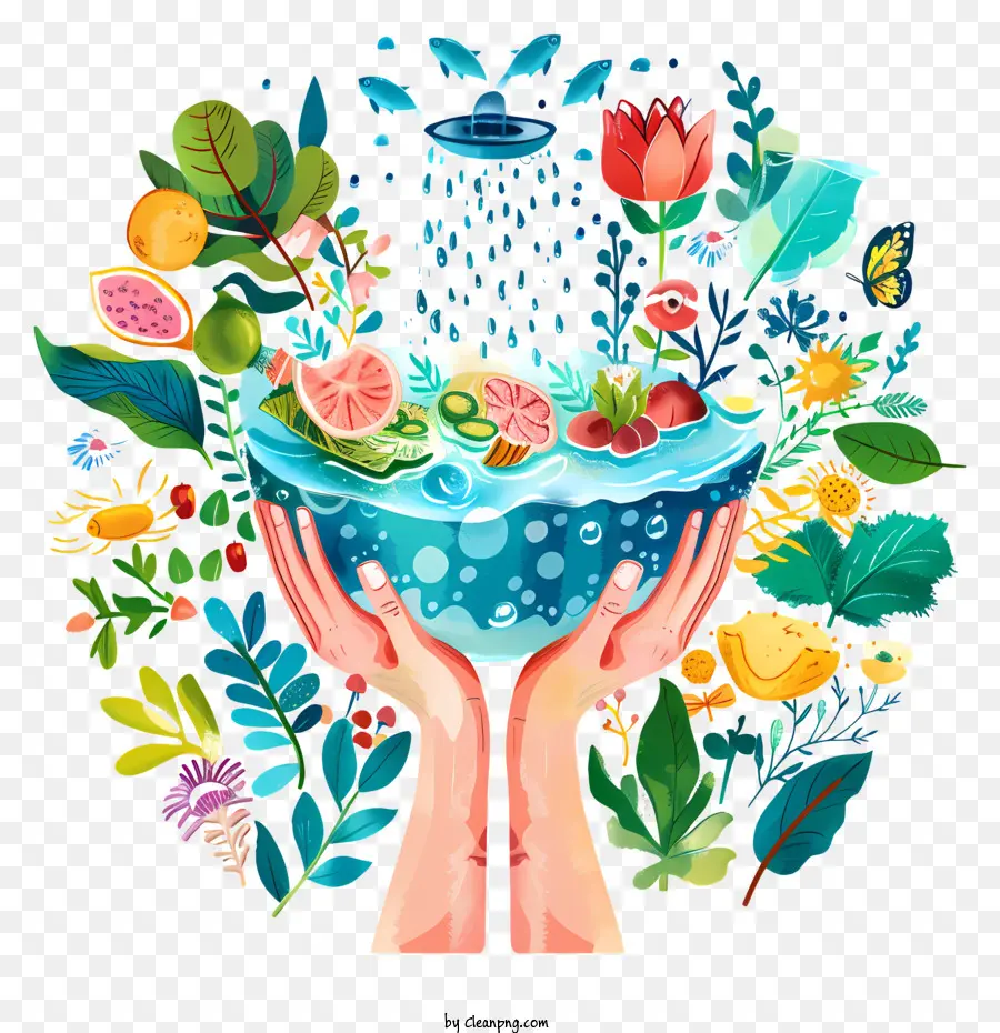 Thế Giới Ngày Nước - Người phụ nữ tắm bằng nước đầy màu sắc trong tự nhiên