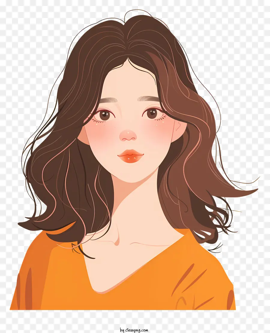Lichteffekt - Selbstbewusste Frau im orangefarbenen Hemd mit geschlossenen Augen