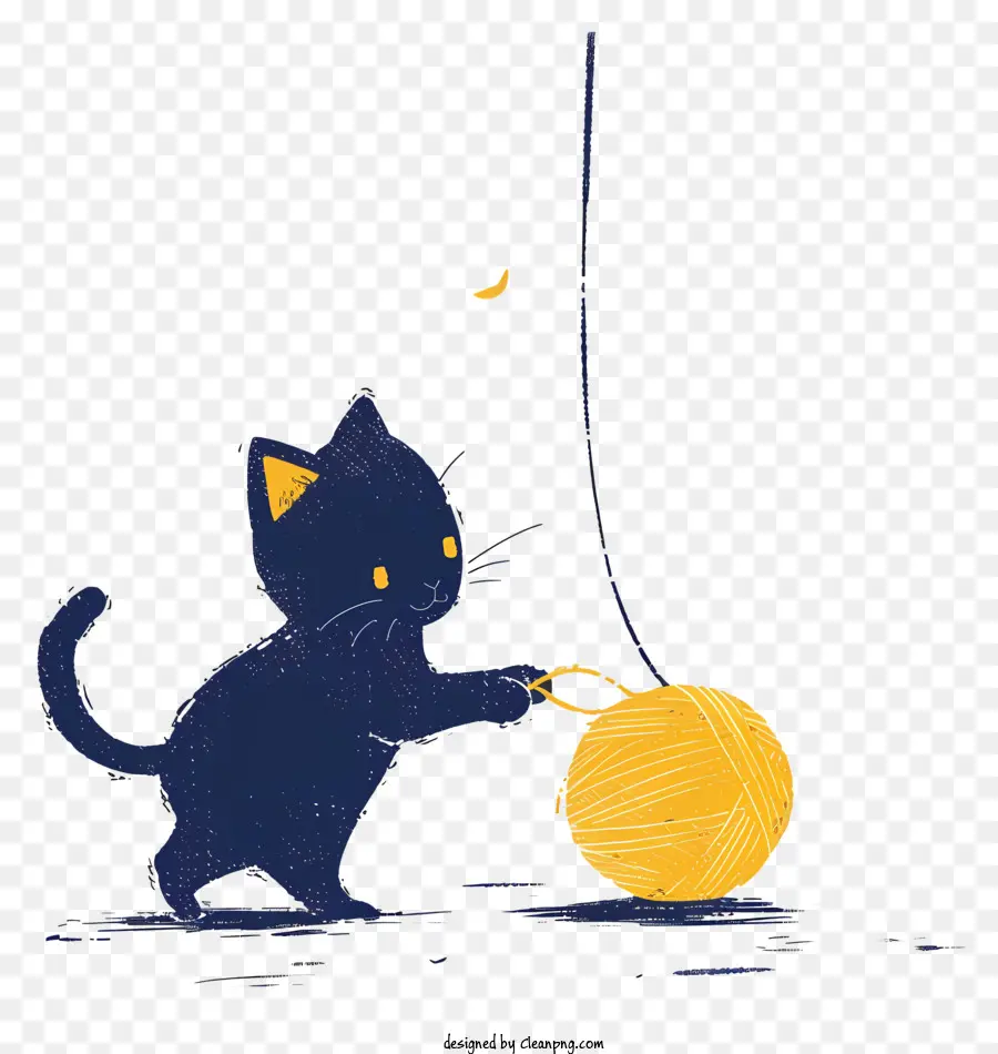cat playing yarn ball cat yarn black and white playful