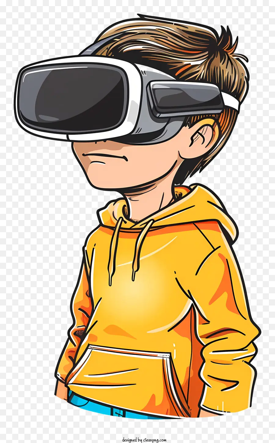 Đeo tai nghe VR thực tế ảo VR Tai nghe công nghệ ảo thế giới - Cậu bé trong tai nghe thực tế ảo trong thế giới VR