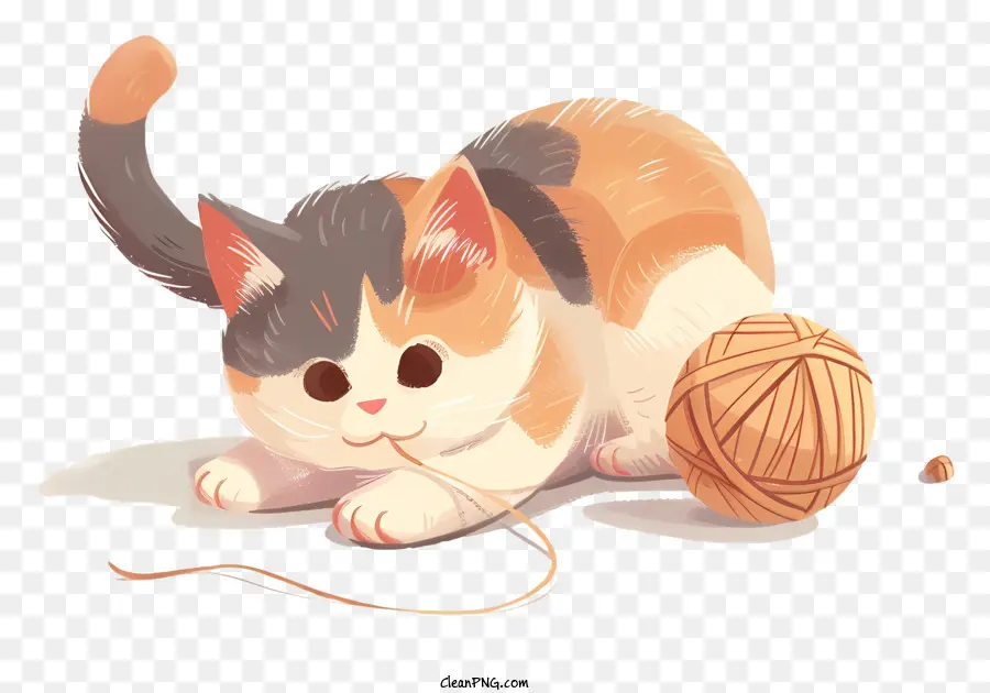 cat playing yarn ball cat kitten cute playing