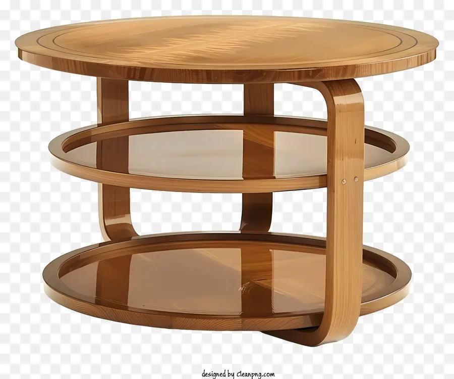 Tavolo circolare Tabella circolare Scaffali in legno multiliva - Tavolino circolare e multilione con vetro colorato