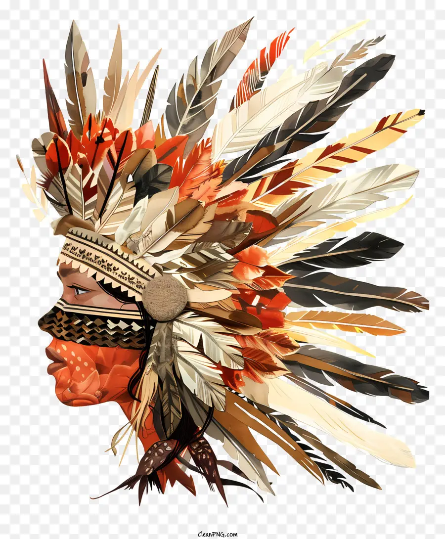 arancione - Native American Man con arte del copricapo di piuma