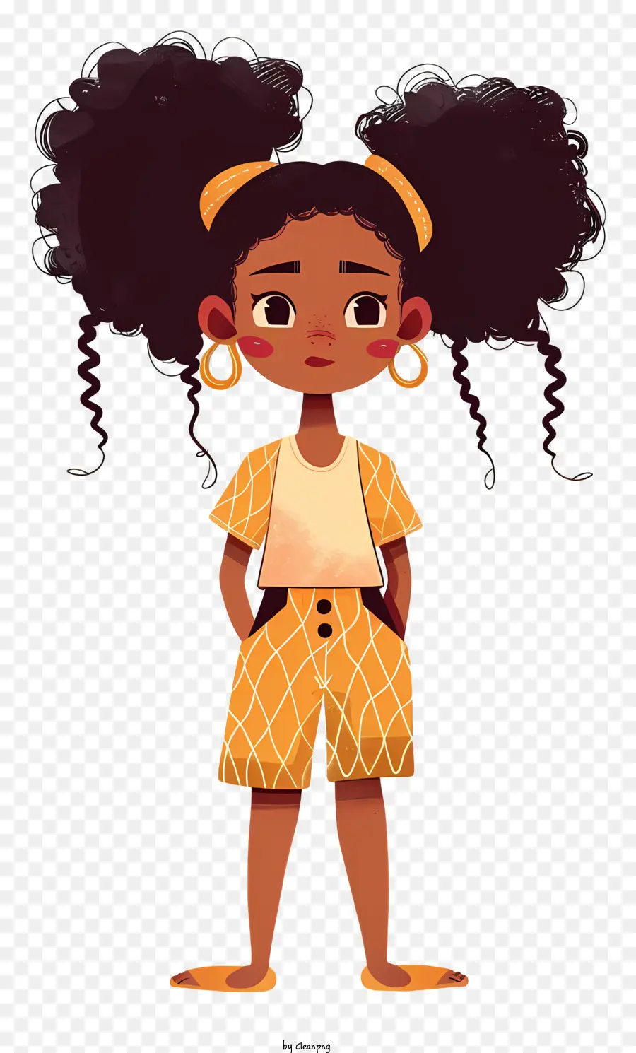 African Girl Carunone Woman White Outfit giallo - Donna dei cartoni animati in outfit giallo con occhiali da sole
