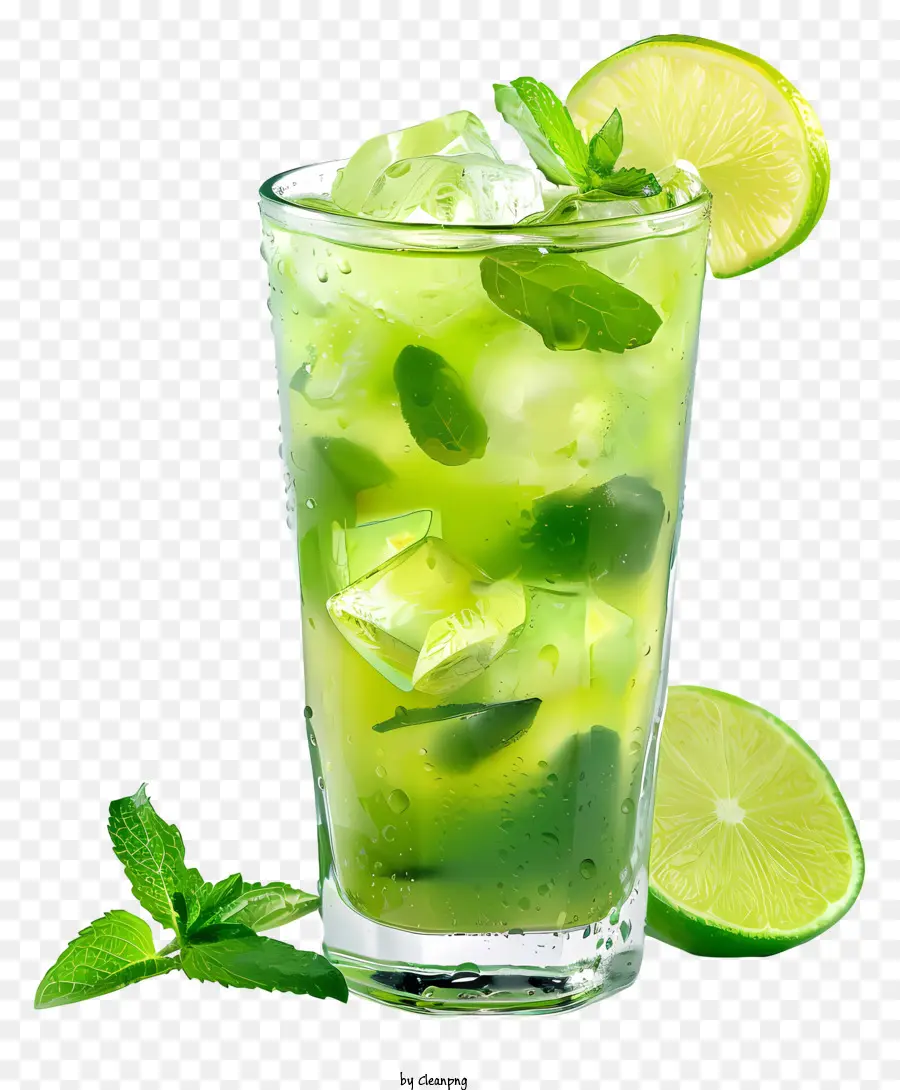 Mojito - Mojito verde in vetro con foglie di menta