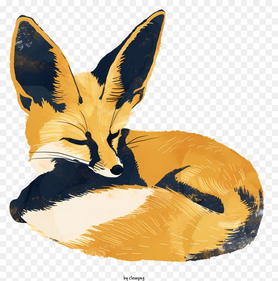 Posizione fetale animale di Fennec Fox Fox Fox che dorme - Fox carina che dorme in una posa accogliente