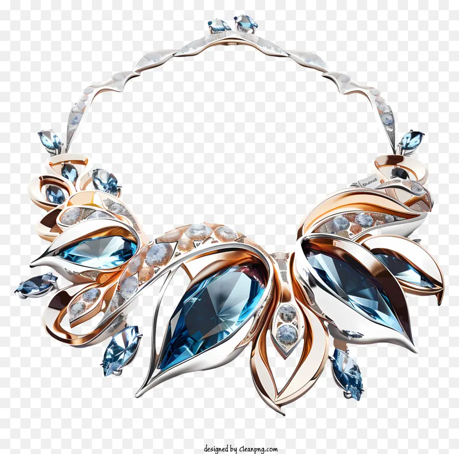 Gioiello Day Lotus Flower Design Diamond Collana Crystal Gioielli Collana alla moda - Collana di fiori blu e bianca con diamanti