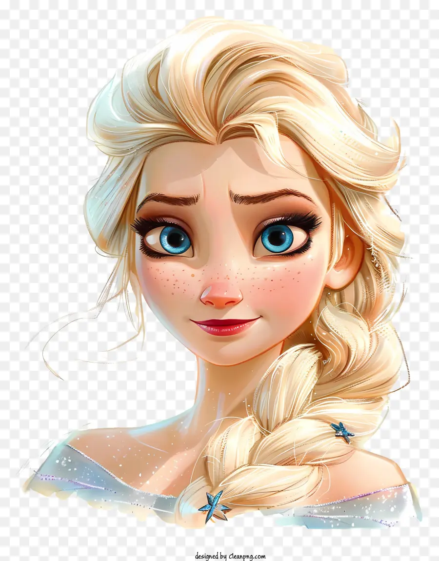 Elsa - Người phụ nữ mặc váy màu xanh với vương miện mỉm cười yên bình