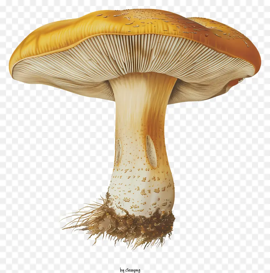 Gemeinsame Pilzpilz -Illustration Pilze Kappe Kiemen - Detaillierte Zeichnung von weit geschnittenem Pilz