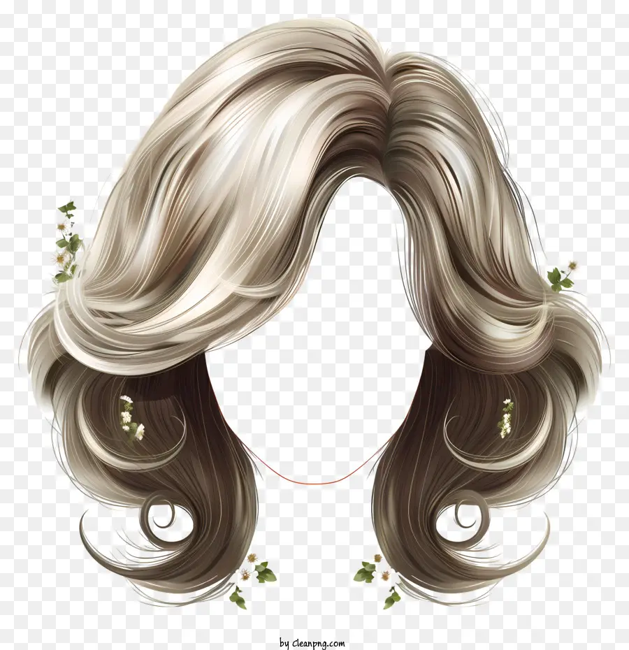 acconciatura primaverile parrucca primaverile illustrazione acconciatura bionda - Donna bionda con acconciatura di fiori, viso oscurato