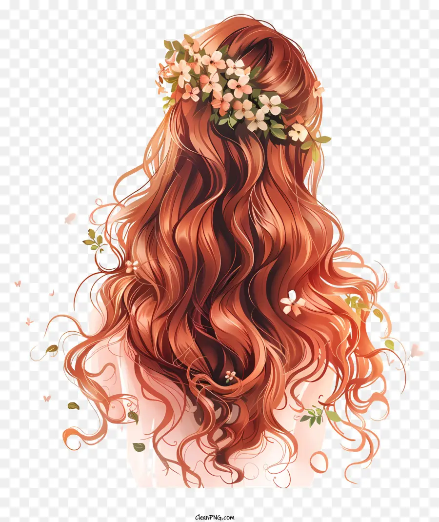spring girl backshot spring hairstyle woman drawing curly hair