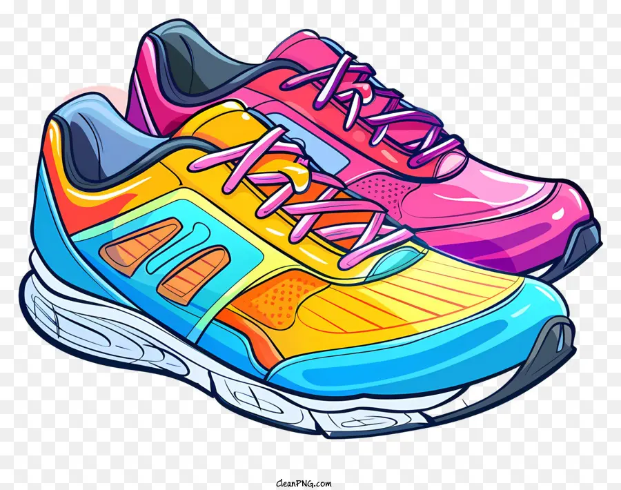 Laufschuhe farbenfrohe Turnschuhe Schnürschuhe Sportschuhe mehrfarbige Schuhe - Bunte Schnürsenakers in rosa, lila, blau