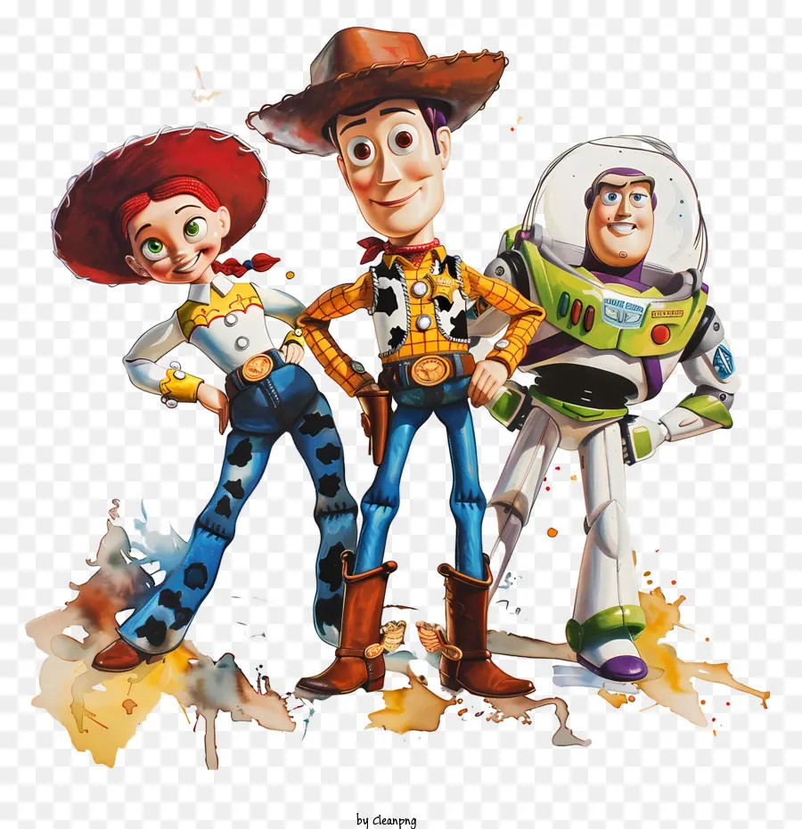 Toy Story - I personaggi della storia dei giocattoli in diversi abiti posano