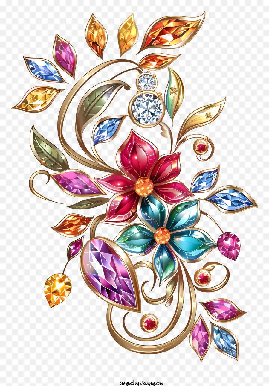 disegno floreale - Design floreale lussuoso con pietre preziose, eleganza