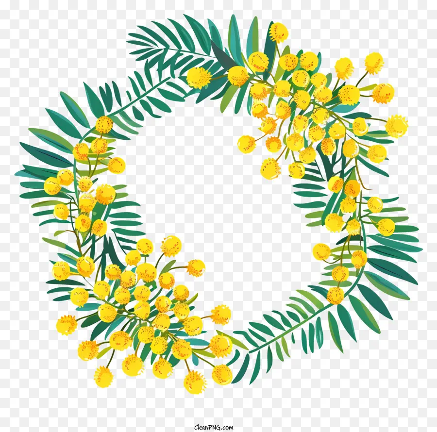 ghirlanda di fiori - Ghirlanda di fiori giallo circolare con foglie verdi