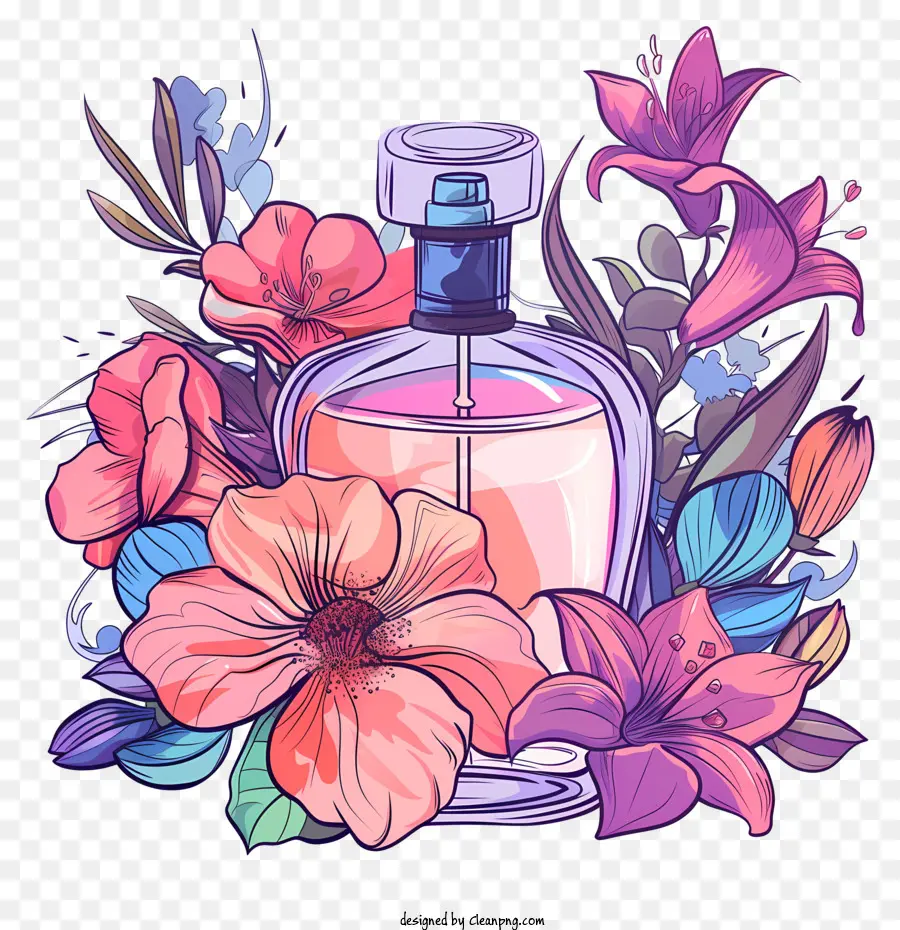 hoa nước hoa ngày hoa bó hoa sang trọng - Chai nước hoa sang trọng trong bó hoa