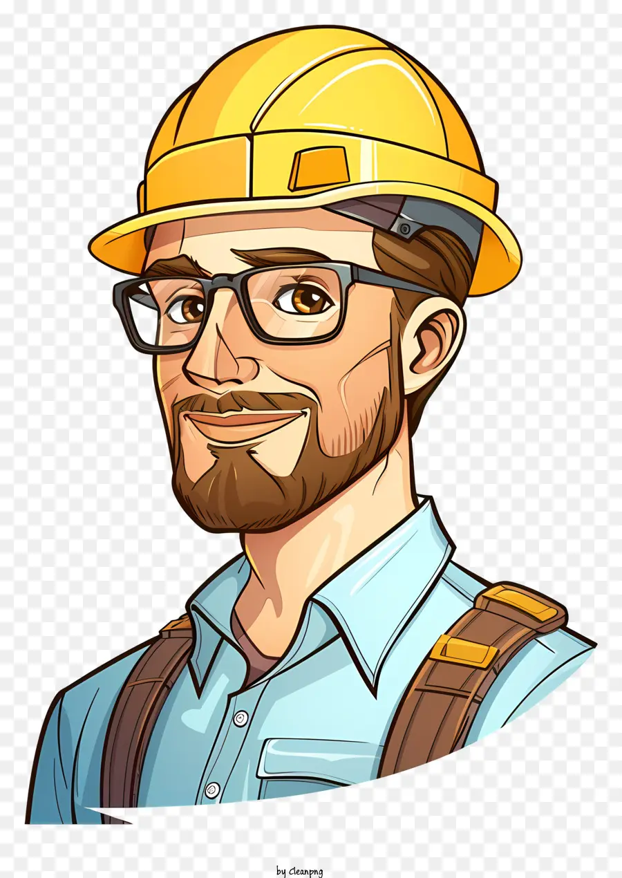 đeo kính - Công nhân xây dựng nghiêm túc đội mũ cứng màu vàng