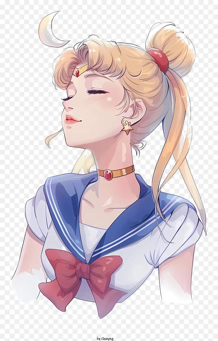 Sailor Moon - Ernstes blondes Mädchen im Seemannsanzug Porträt