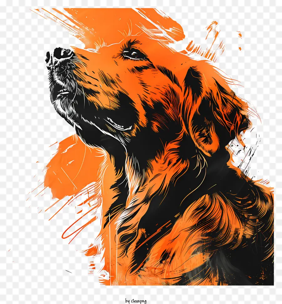 sơn tái - Con chó màu cam trừu tượng với áo khoác sáng bóng