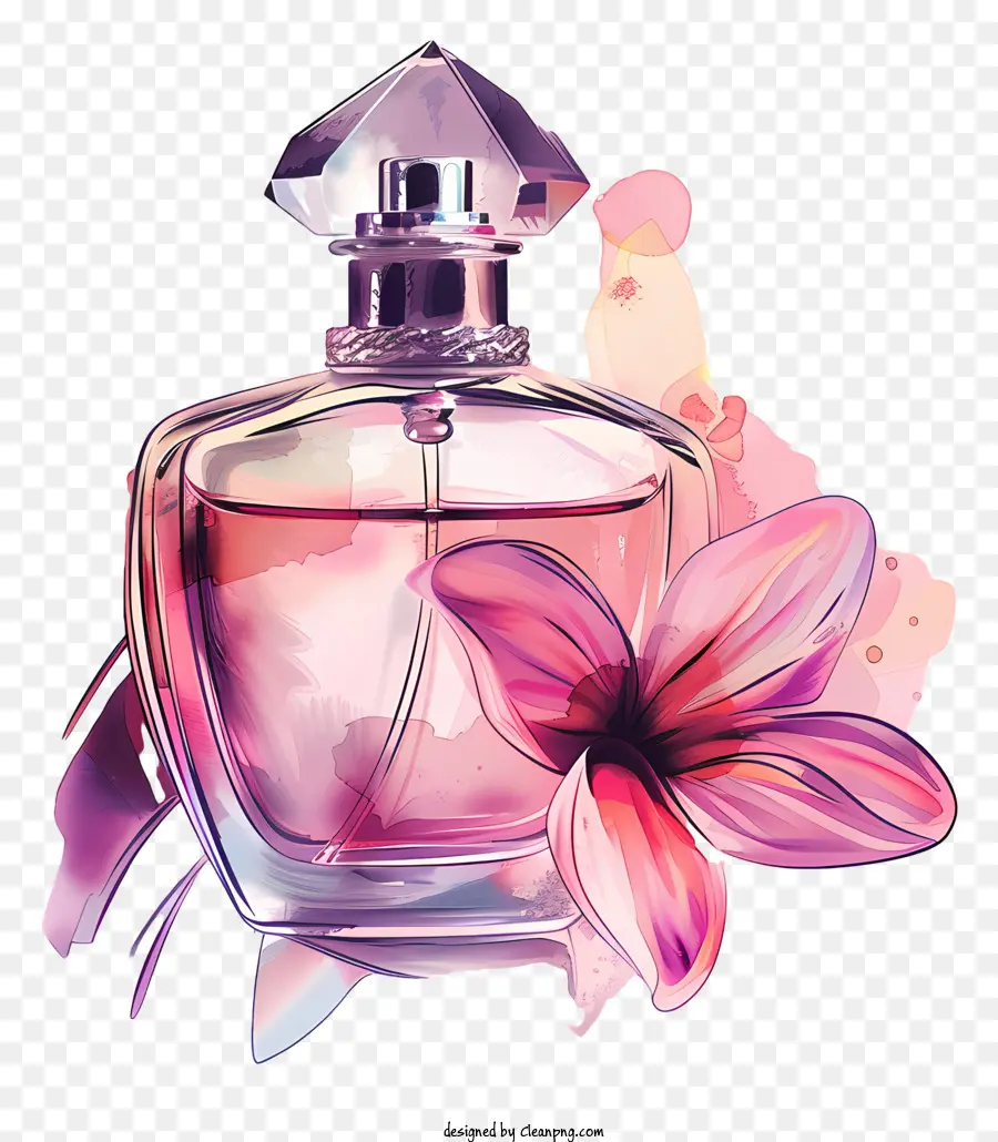 Dufttag Parfüm rosa Blumen romantische Liebes Aquarelle - Romantische Parfümflasche mit rosa Blumen