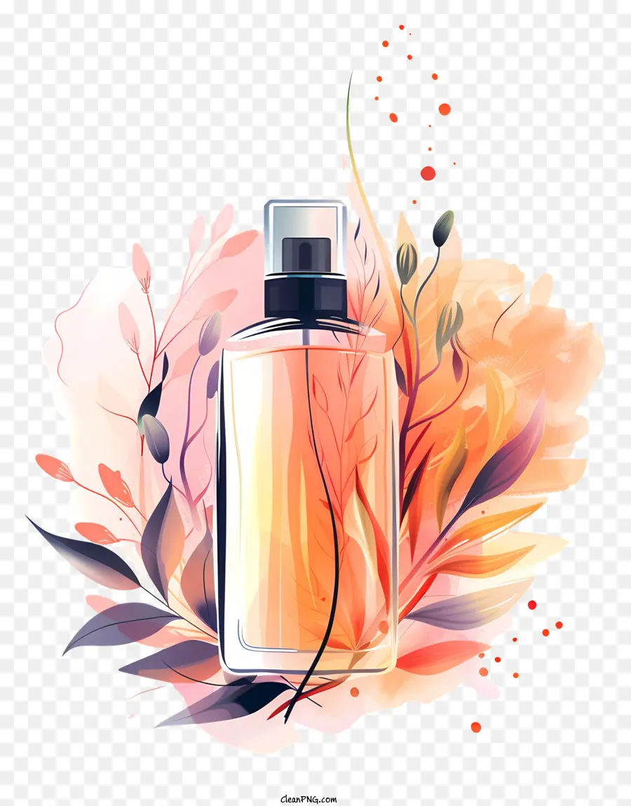 rosa - Bottiglia di profumo con design floreale ad acquerello