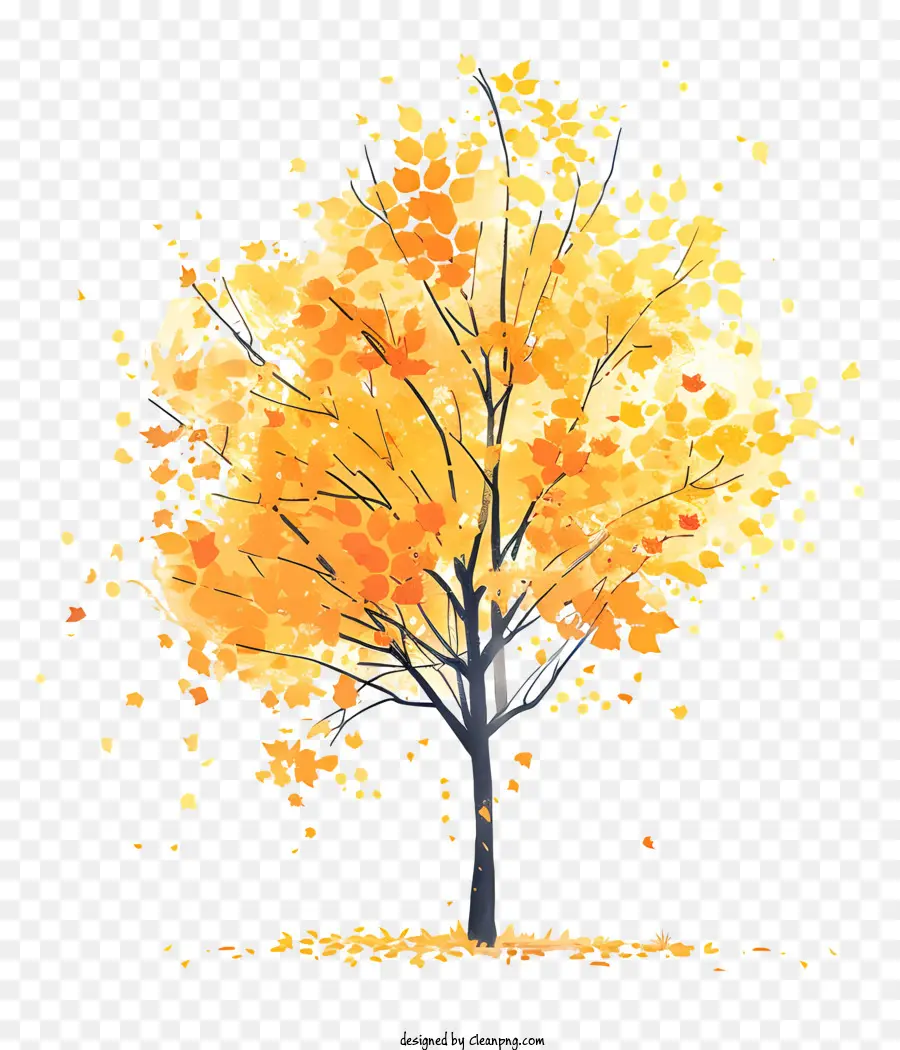 Herbst Baum - Abstrakter Herbstbaum mit fallenden Blättern