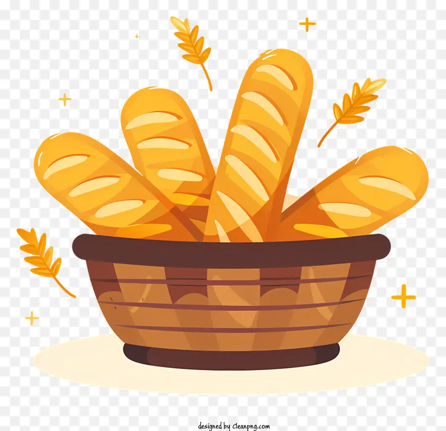 bread basket baguette bread baked golden brown