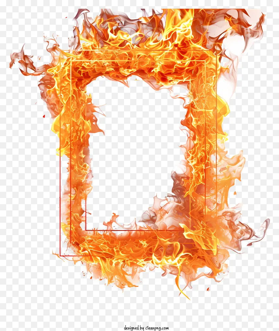 Orange - Feuriger Rahmen aus Flammen und Rauch