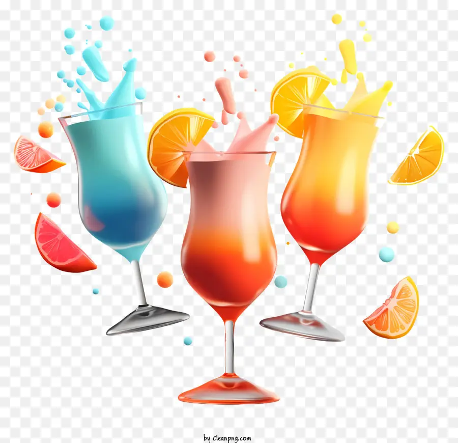 ngày cocktail đồ uống có cồn cocktail trái cây trang trí đồ uống - Đồ uống có cồn đầy màu sắc trong ly cao