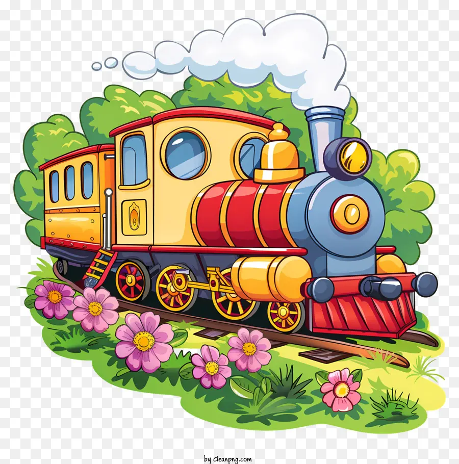 tàu hỏa tàu hỏa tàu xe lửa tàu Vintage Train Train Vintage - Động cơ xe lửa cổ điển đầy màu sắc trong thiết lập vườn