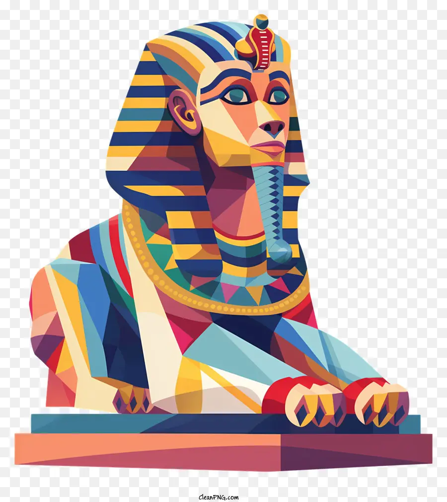Egitto Sfinge Sphinx Ancient Egiziano Geroglifico intagliato in pietra - Statue di sfinge egiziana colorata su sfondo scuro