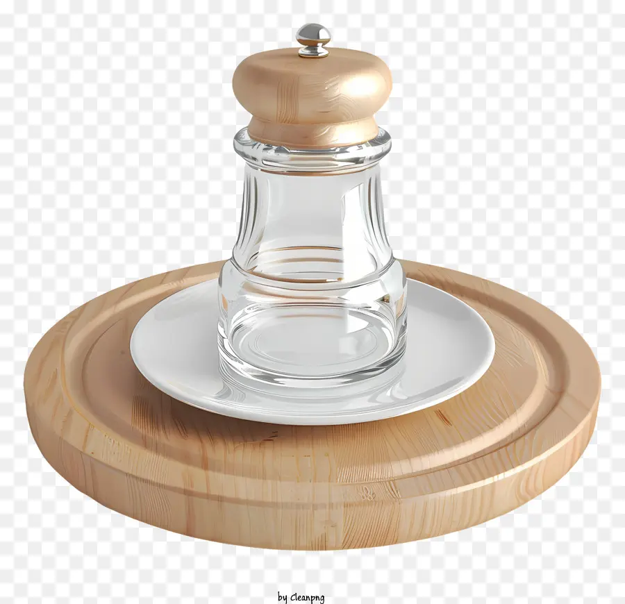 Pepper Shaker Glass Salt và Pepper Shaker Tấm gỗ Tấm bếp Essentials Phụ kiện - Muối thủy tinh và máy lắc hạt tiêu trên đĩa