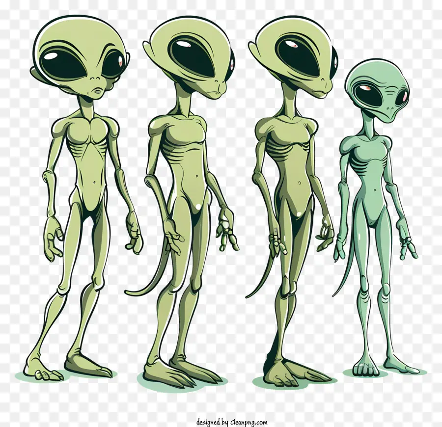 alieni cartoon - Alieni che indossano abiti da abbigliamento grigio e verde