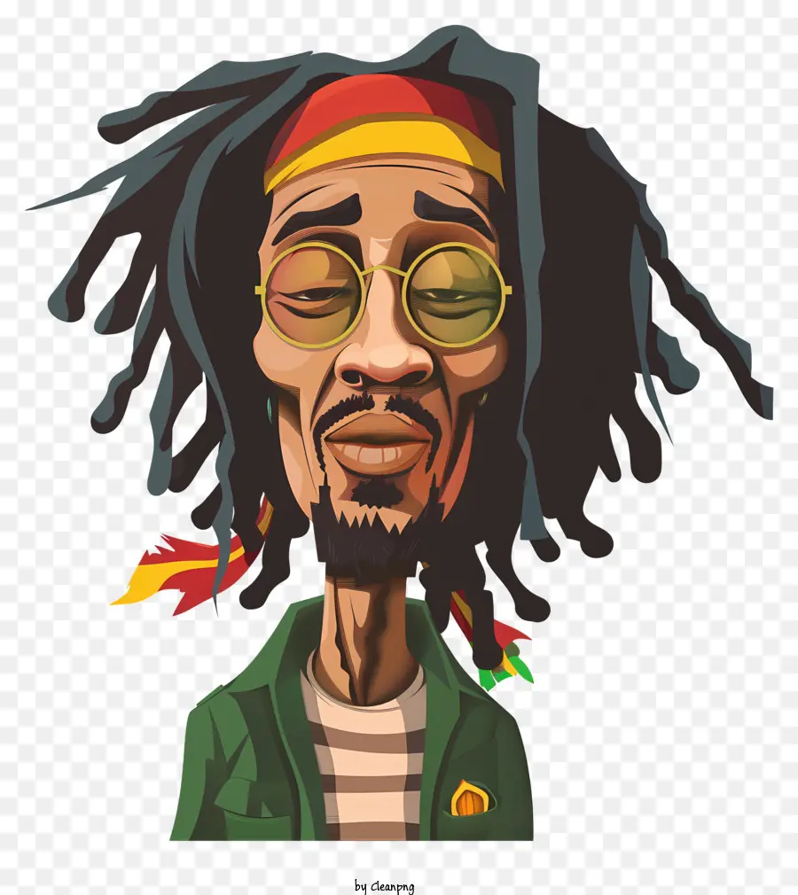 Bob Marley - Fokussierter Mann in grüner Jacke mit Dreads