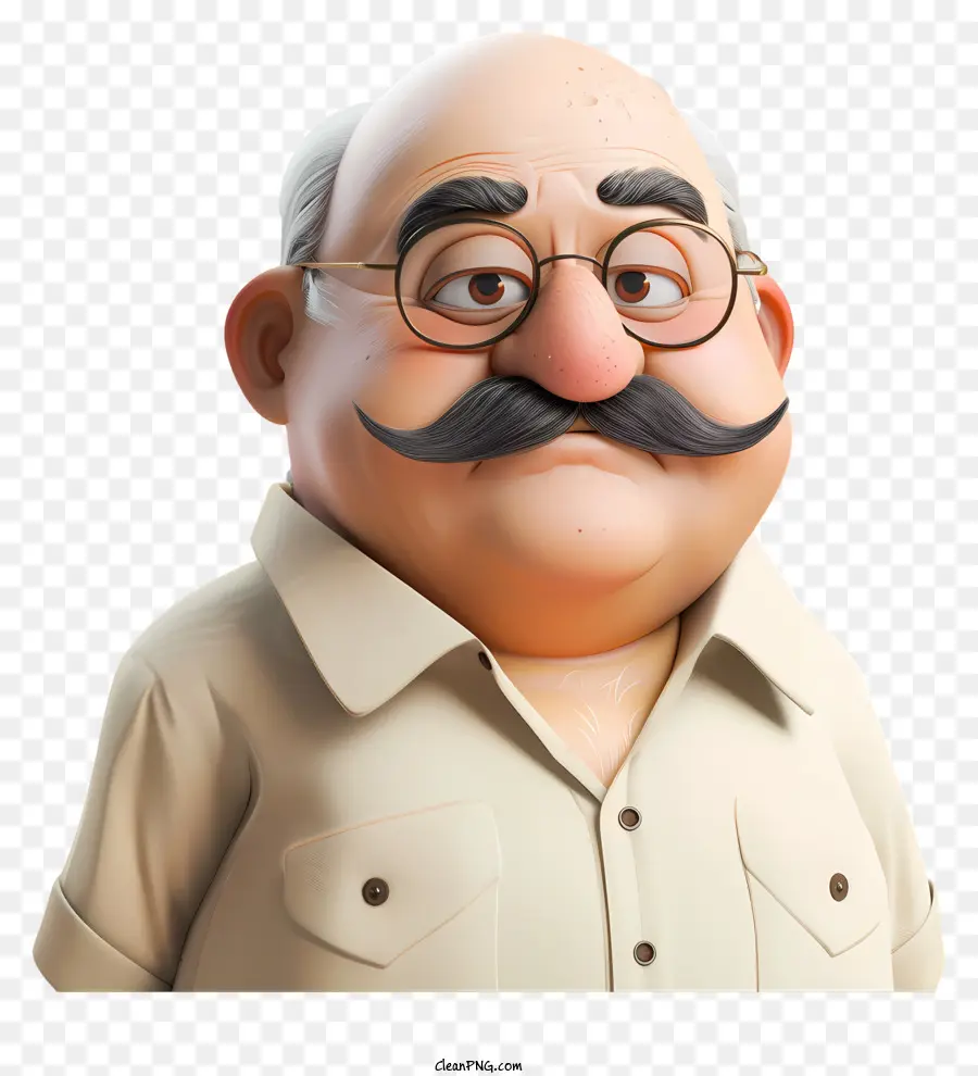 Motu patlu - Cartoon alter Mann mit Brille und Schnurrbart