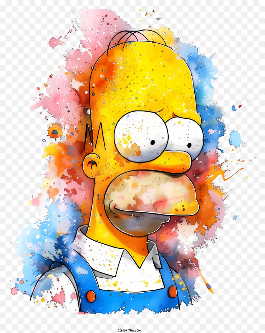 Simpsons the Simpsons Cartoon Caratteri Vernice Spirad Vibrant Colours - Carattere di Simpsons con viso schizzato di vernice sorridente