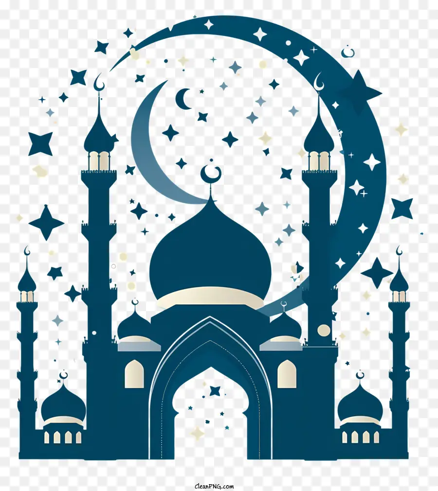 mặt trăng lưỡi liềm - Nhà thờ Hồi giáo Hồi giáo với mặt trăng lưỡi liềm, vẻ đẹp kỳ lạ
